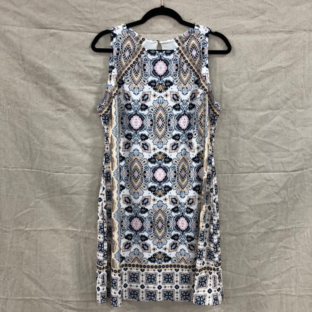 Hale Bob White Floral Geo Print Midi Dress